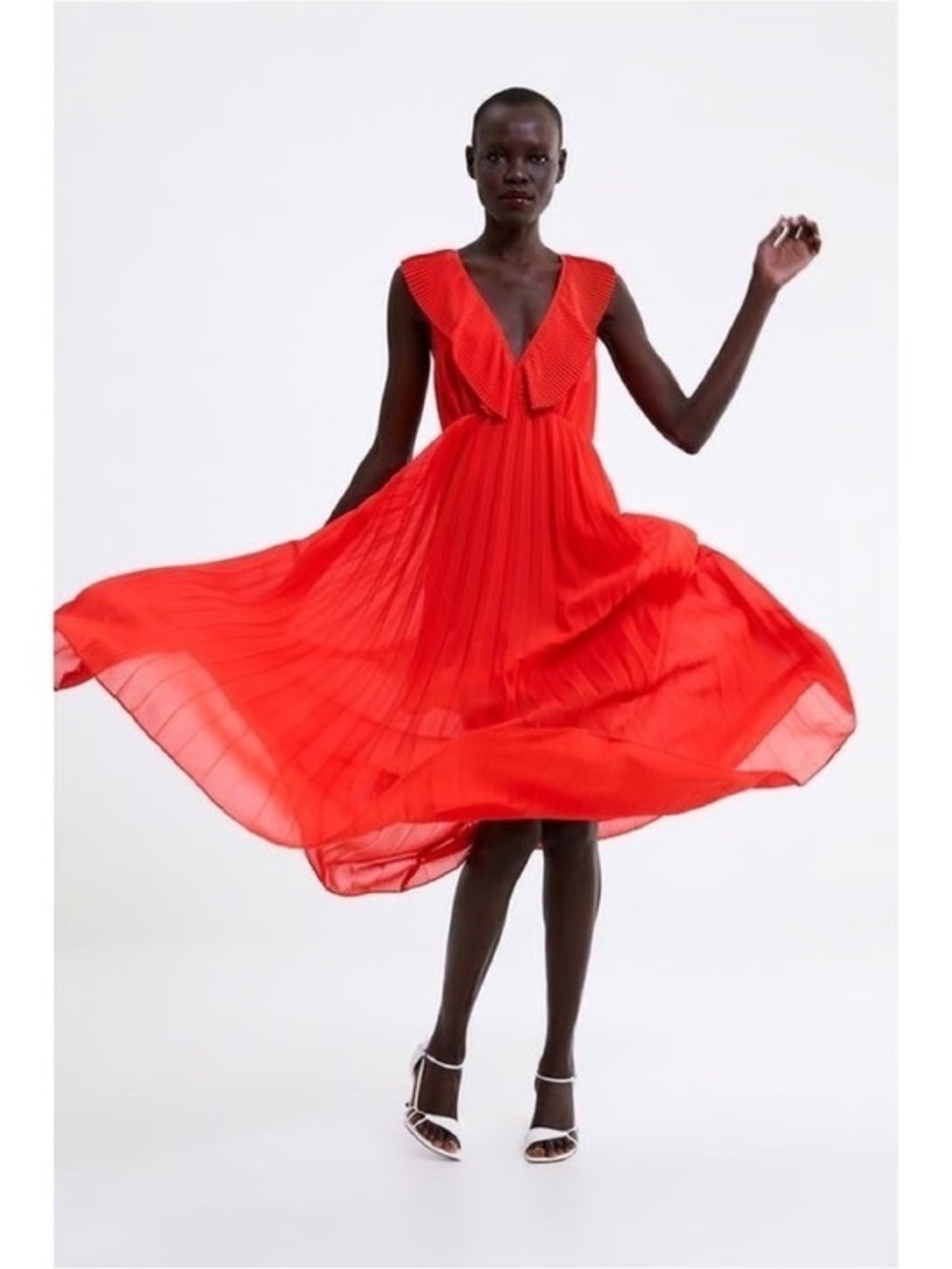 EUC Zara Pleated Ruffled Maxi Dress (Spring/Summer 2019 collection) Size L